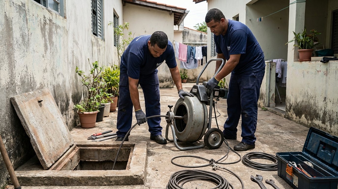 Esgoto Vazando no Quintal ou Garagem em Praia Grande‑SP
