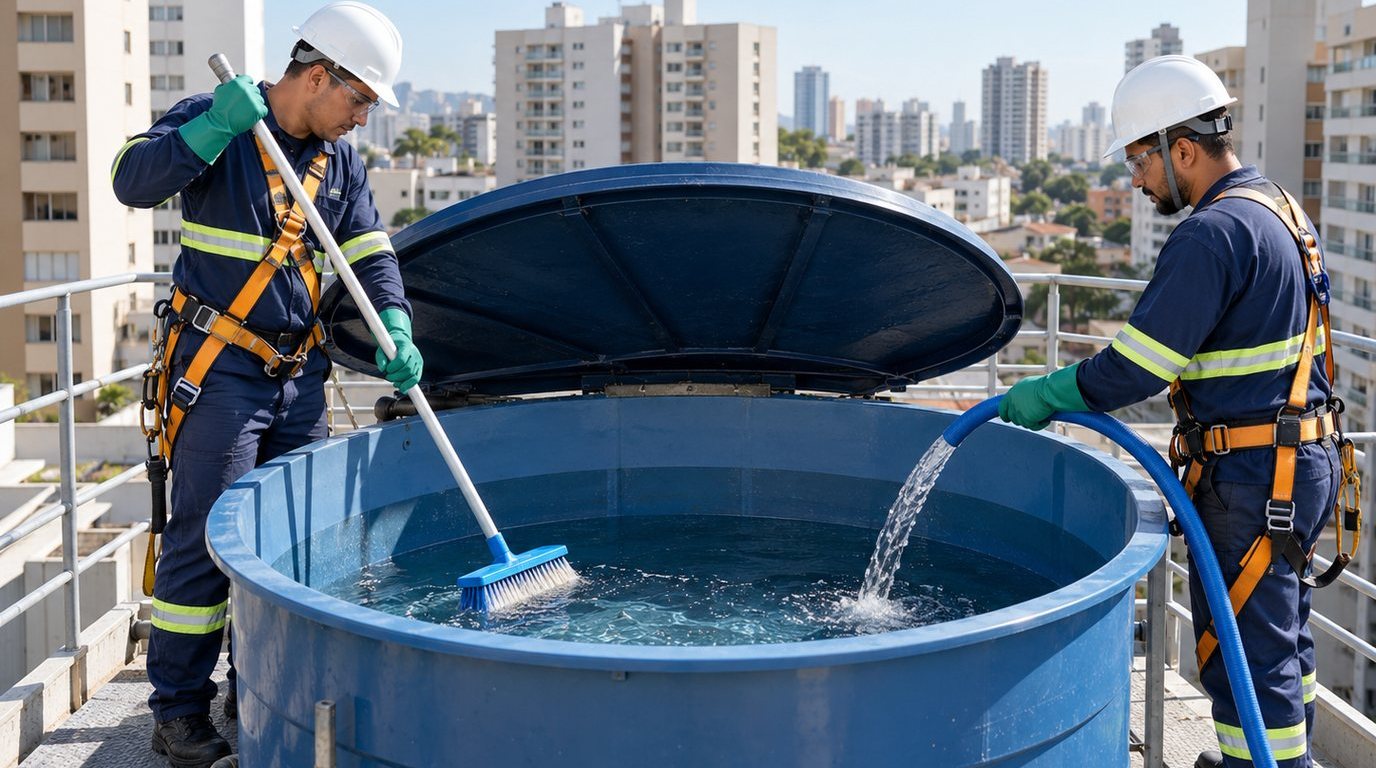 Esvaziamento de Caixa d'Água em Praia Grande‑SP