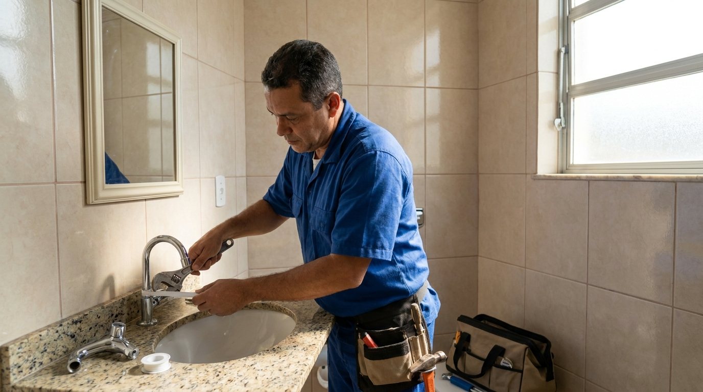 Troca de Registro, Torneira e Conexão em Praia Grande‑SP